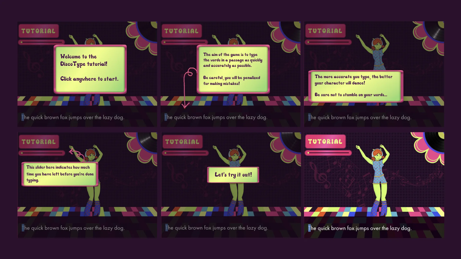 Tutorial screens